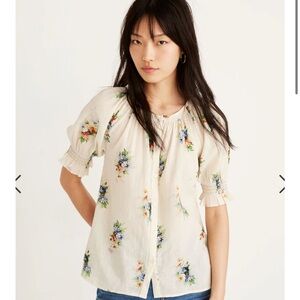 MADEWELL SMOCKED BUTTON DOWN TOP CLASSIC CORSAGE